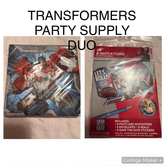 Transformers Movie | PARTY SUPPLIES DUO | Invitations and Napkins - Picture 1 of 5